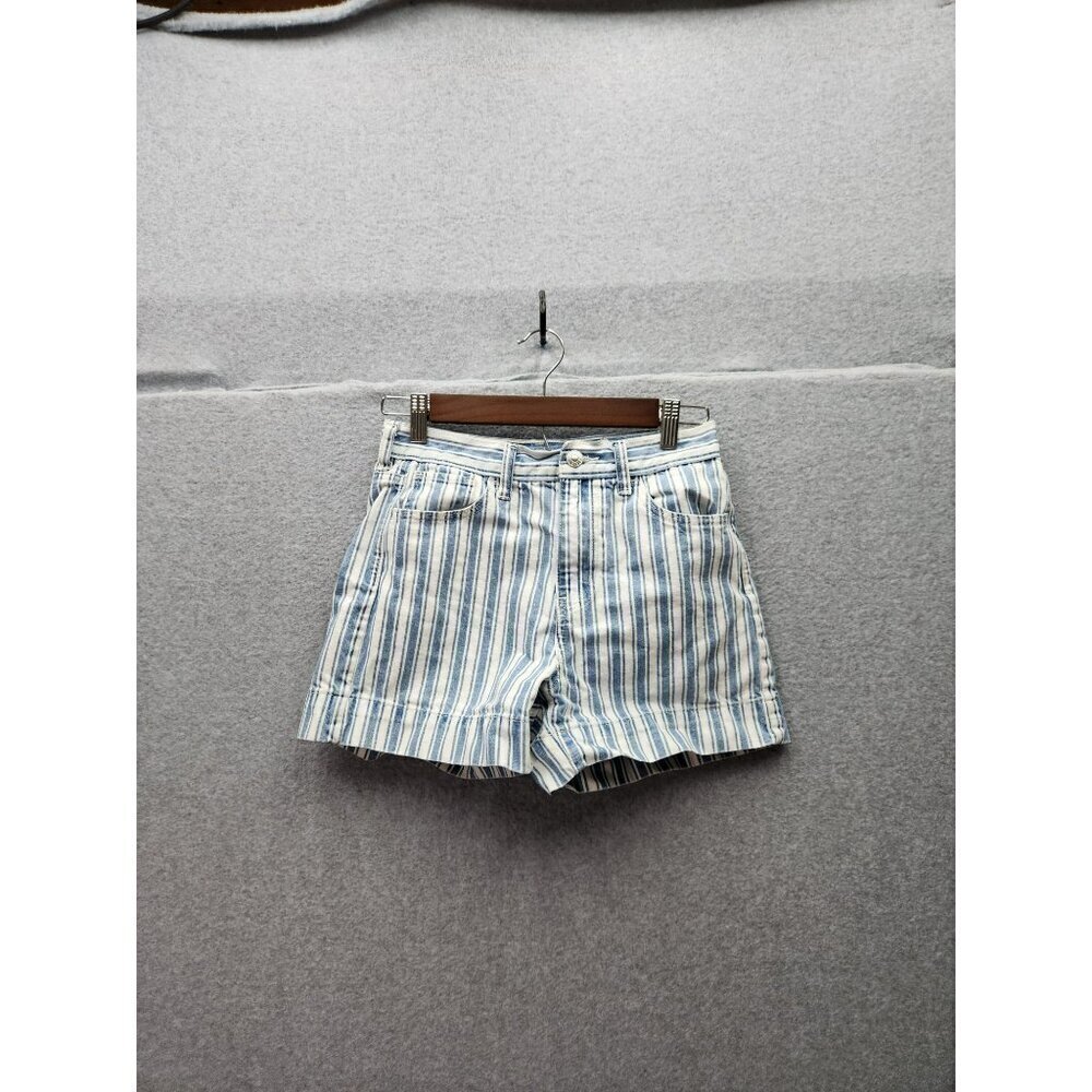 American Eagle Womens‎ Blue & White Striped Denim Shorts Size 0